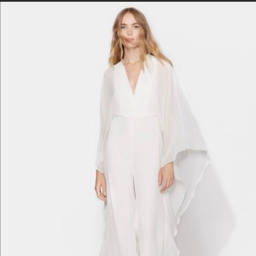 Halston Heritage White Dramatic Sleeve Jumpsuit - image 2